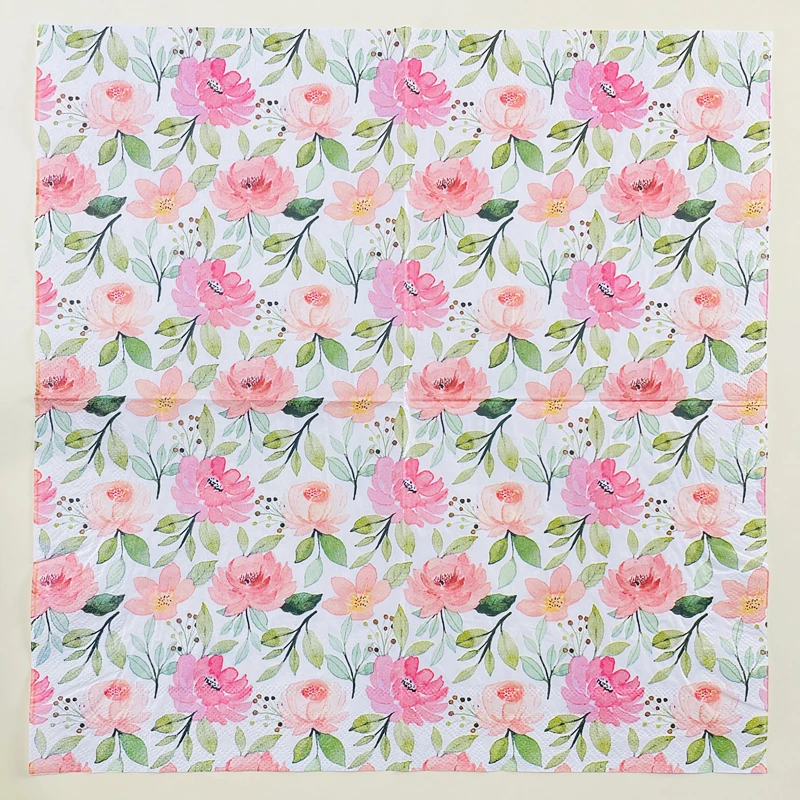 20pcs/Pac Flower Printed Paper Napkin Birthday Wedding Party Table Setting Paper Cafe Mouth Cloth Colourful Paper Placemat