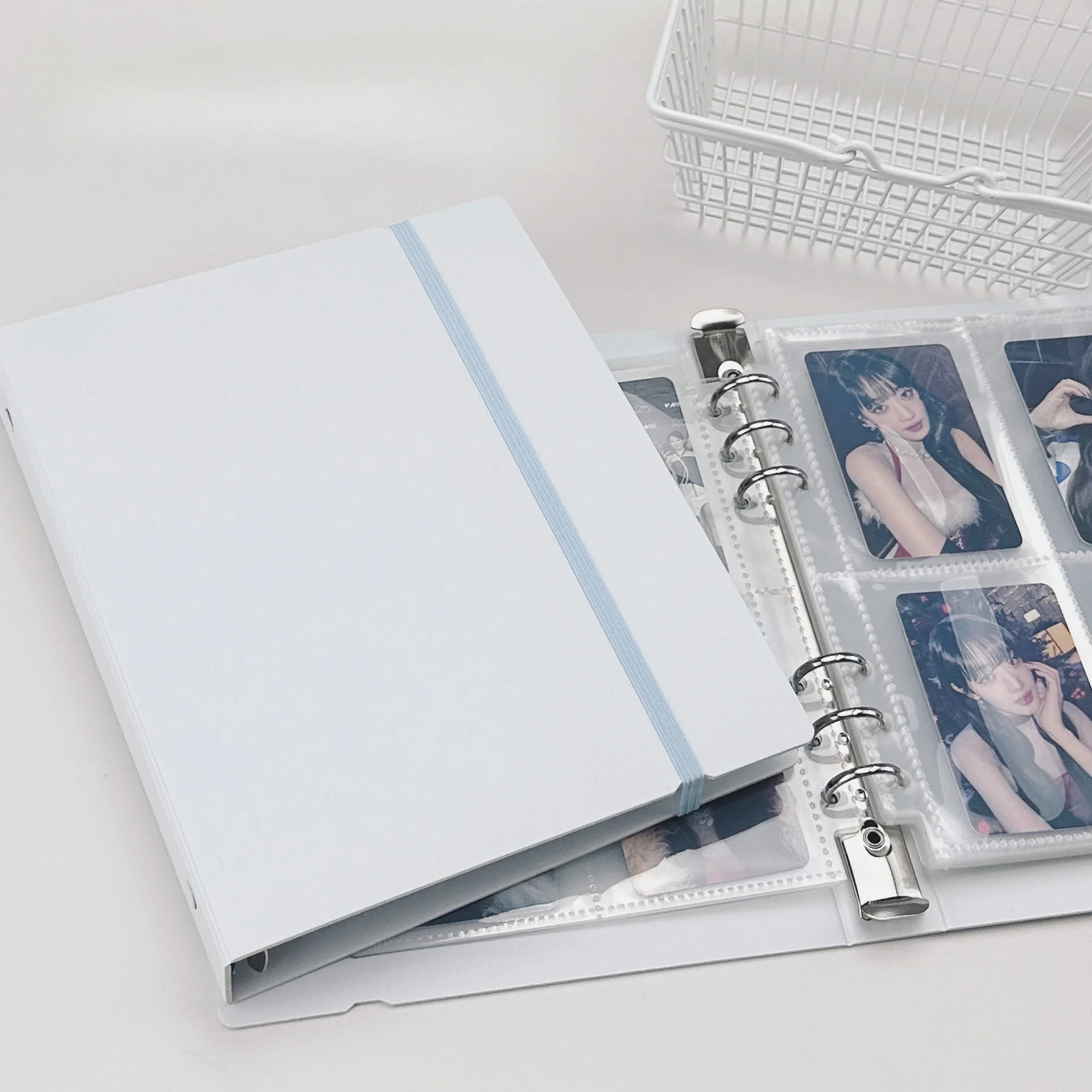 A5 White Blue DIY Binder Photocards Collect Book Diary Agenda Planner DIY Cover Album Stationery