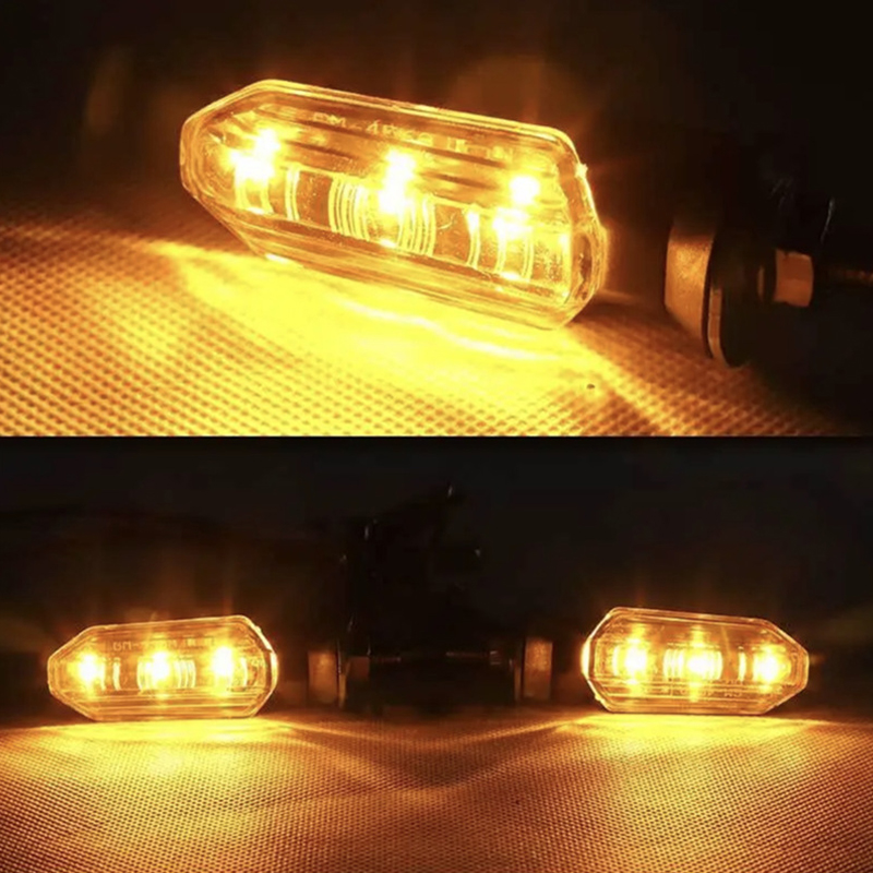 Mini LED Turn Signal Lights, Âmbar Piscando Luz, Blinker, Moto Indicador Lâmpada, Acessórios, 12V, 8mm, 2 Pcs
