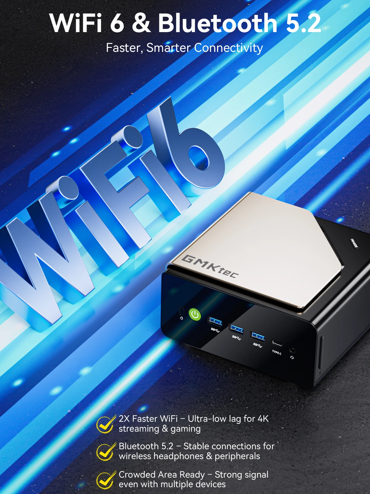 GMKtec AI Mini PC EVO-T1 Intel Core Ultra 9 285H Win11 Pro M.2 SSD Wifi6 BT5.2 64 ГБ LPDDR5 1 ТБ SSD PCIe4.0 Игровой компьютер