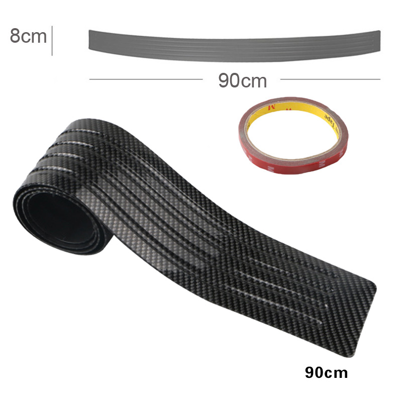 Carbon Fiber Universal Car Trunk Door Guard Strips Sill Plate Protector Rear Bumper Guard Rubber Mouldings Pad Trim Cover Strip