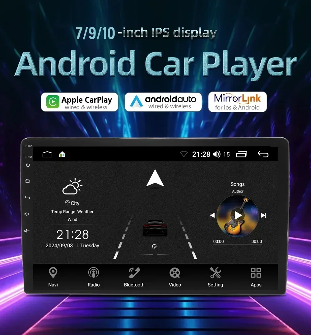 Bqcc 4core 2 din rádio do carro androidauto carplay android 13 gps áudio do carro 7 "/9"/10 "wifi bt ips reprodutor multimídia automotivo
