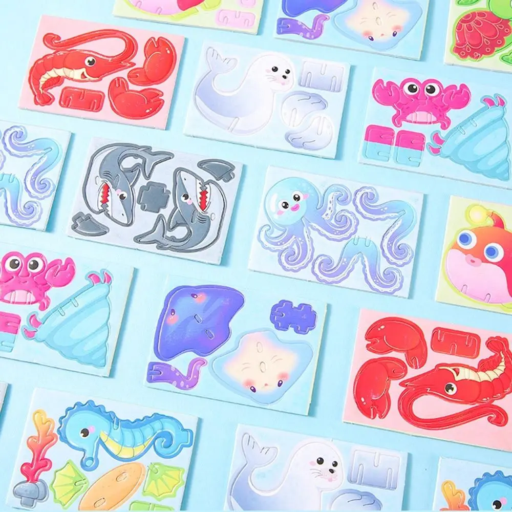 10pcs Funny 3D Sea Animals Paper Jigsaw Puzzles Cognitive Jigsaw Puzzle Children's Three-dimensional Puzzles Kids Learning Toy