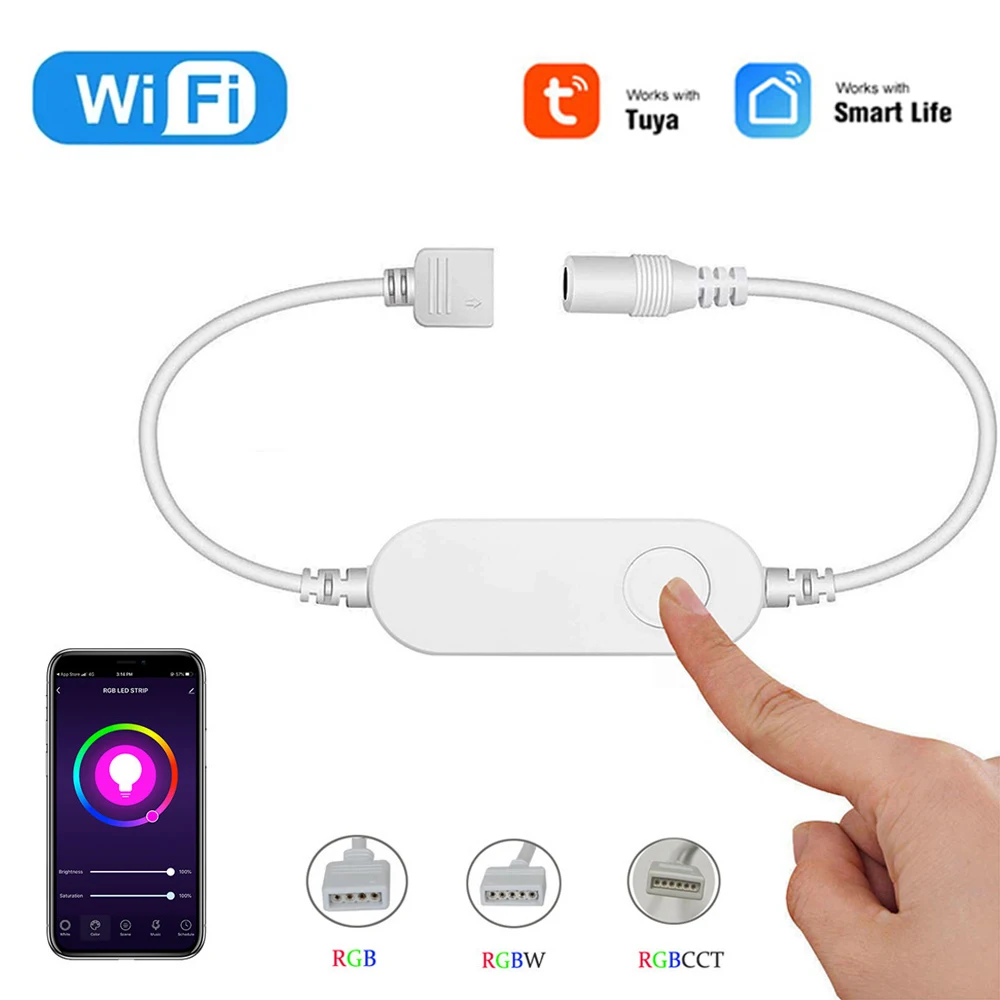 MINI controlador LED inteligente Wifi Tuya DC 5V 12V 24V atenuador USB adecuado para tira de LED regulable CCT RGB RGBW RGBCCT de un solo Color