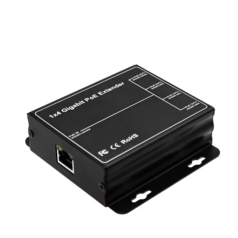 Gigabit Poe Extender 4 Port 1000/802,3 m Netzwerk-Switch-Repeater 90W ieee802.3af/at Plug & Play für Poe Switch NVR IP-Kamera