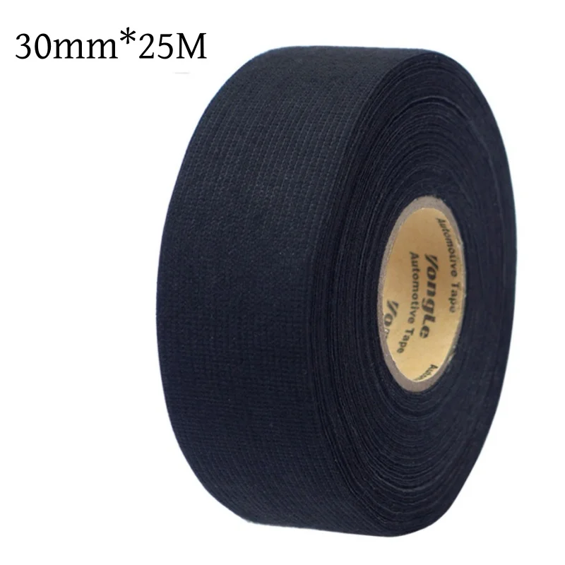 A Roll 25M Adhesive Cloth Fabric Tape Cable Looms Wiring Harness For Car Auto Black Wiring Harness