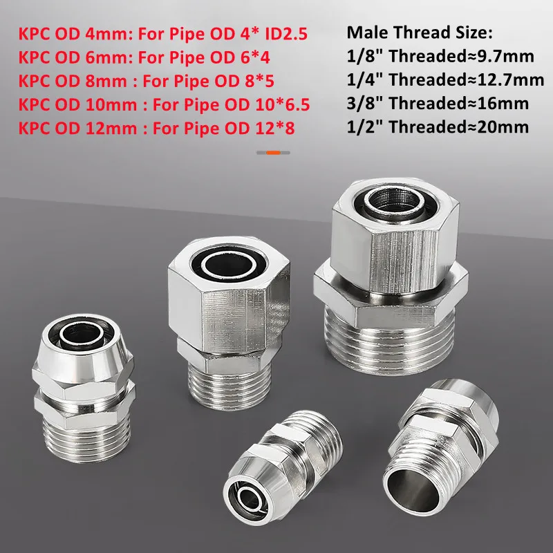 Rosca interna de cobre niquelado rosca externa 1/8” 1/4” 3/8” 1/2” pulgada rosca (PT) conector rápido de tráquea 4 6 8 10 12 mm