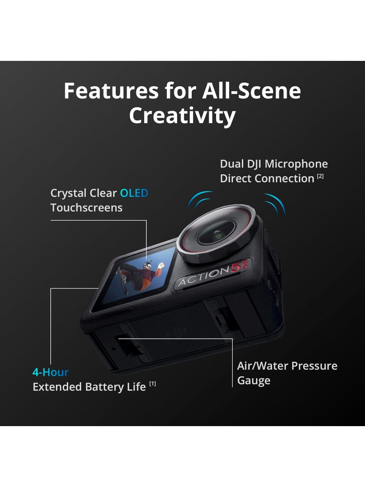 DJI Osmo Action 5 Pro Adventure Combo, Action Camera 4K with 1/1.3" Sensor, 12h Extended Battery Life with 3 Batteries, Stabiliz