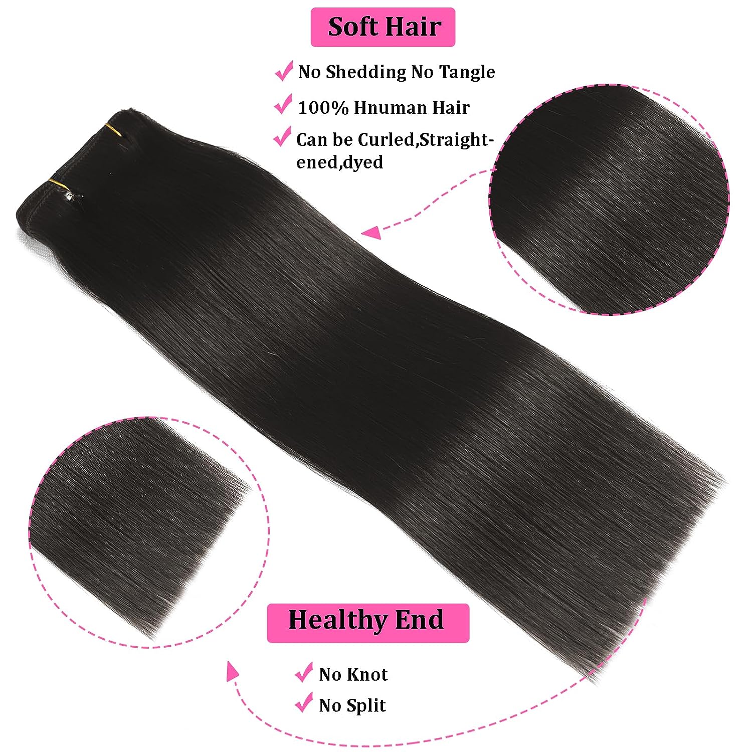 Grampo reto natural em extensões de cabelo 100% extensões de cabelo humano reais cor de 12-26 polegadas # 1B Preto 120g Para Salão de Alta Qualidade
