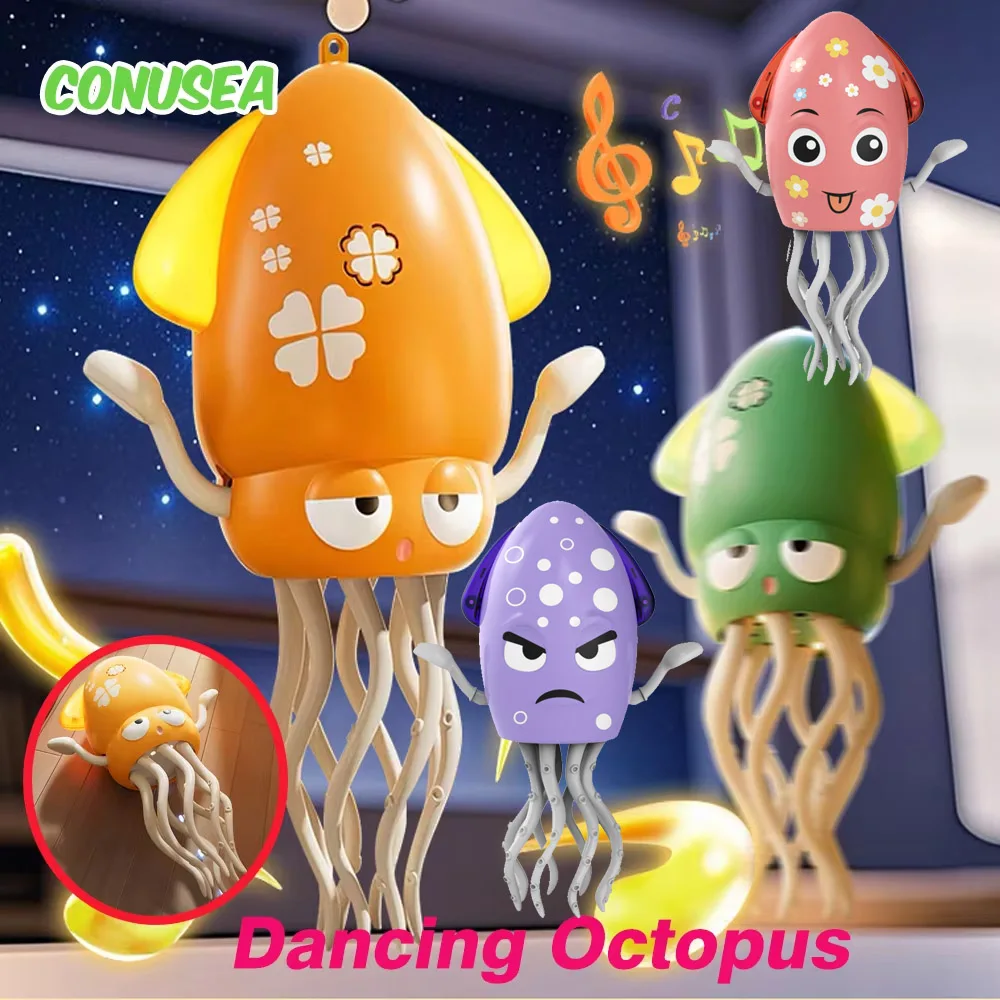 Dança elétrica lula polvo dançarino novidade brinquedos fidget música luminosa bebê rastejando brinquedos jogos para crianças animais de estimação gatos