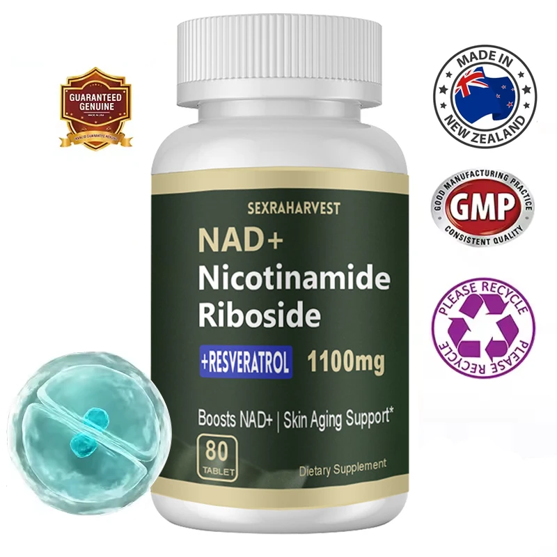 NAD+ Supplements with Resveratrol,1100mg Tablet Resveratrol Capsule, Anti-aging and Cellular Health, Strengthens Immune System