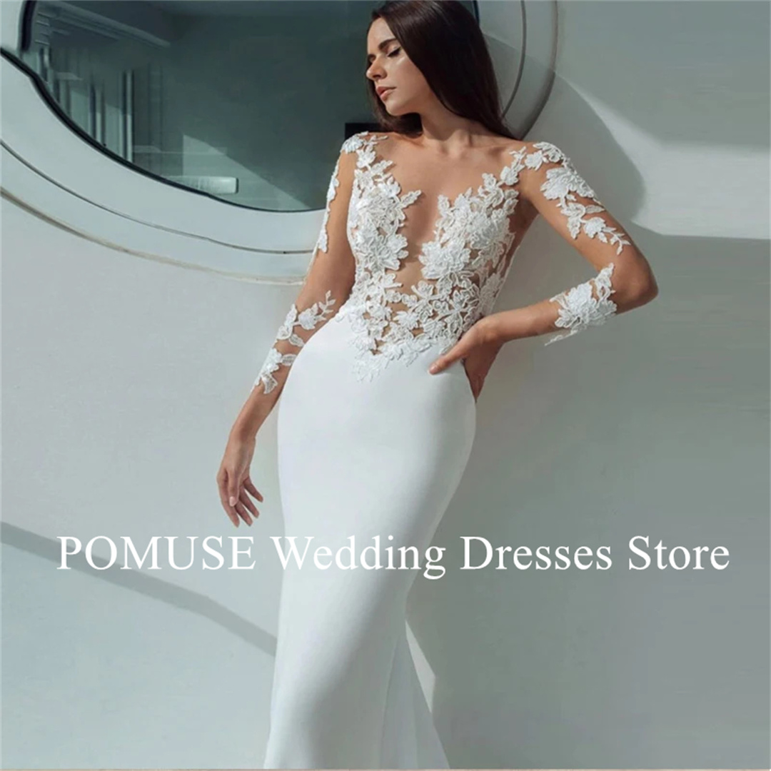 Abiti da sposa sexy a sirena a maniche lunghe Abiti da sposa bianchi personalizzati in pizzo 2024 Abiti da sposa Abiti da spiaggia Abiti da Noiva