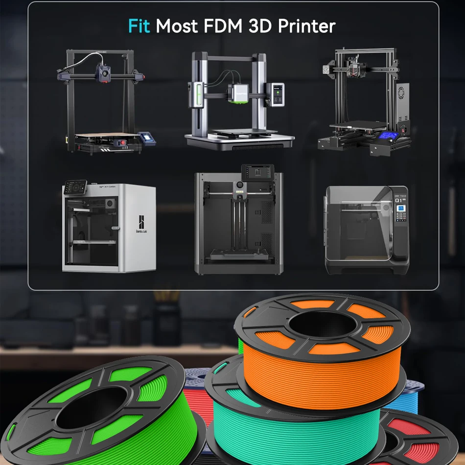 JAYO PETG 3D-Filament 1,75 mm Hochgeschwindigkeits-PETG-3D-Drucker-Filament 4 Rollen High Flow Speedy Matte Effect 3D-Druckmaterialien