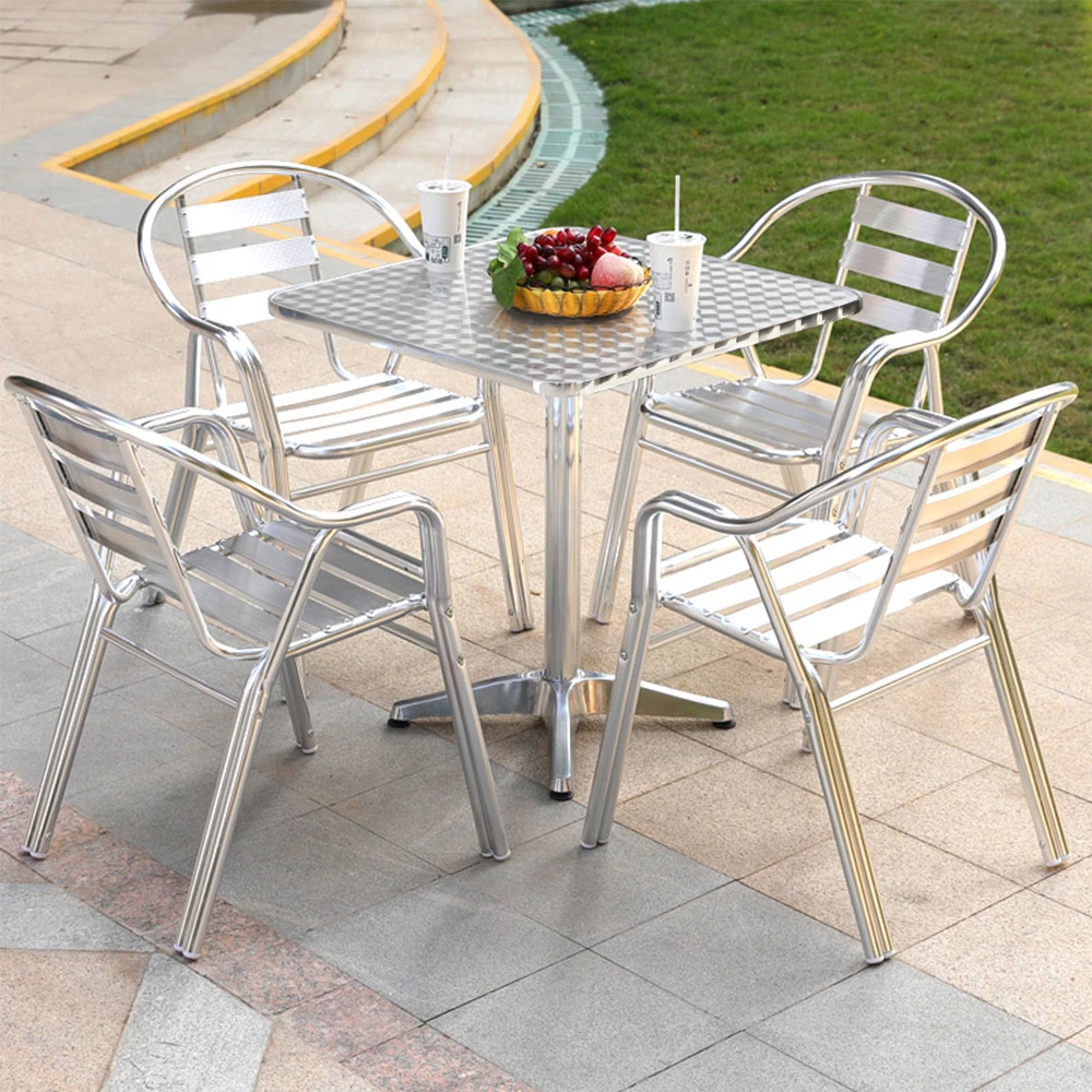 Mesa bistrô Mesa de cozinha Mesa de jantar em alumínio para uso externo 60 x 60 cm com altura regulável 70/110 cm