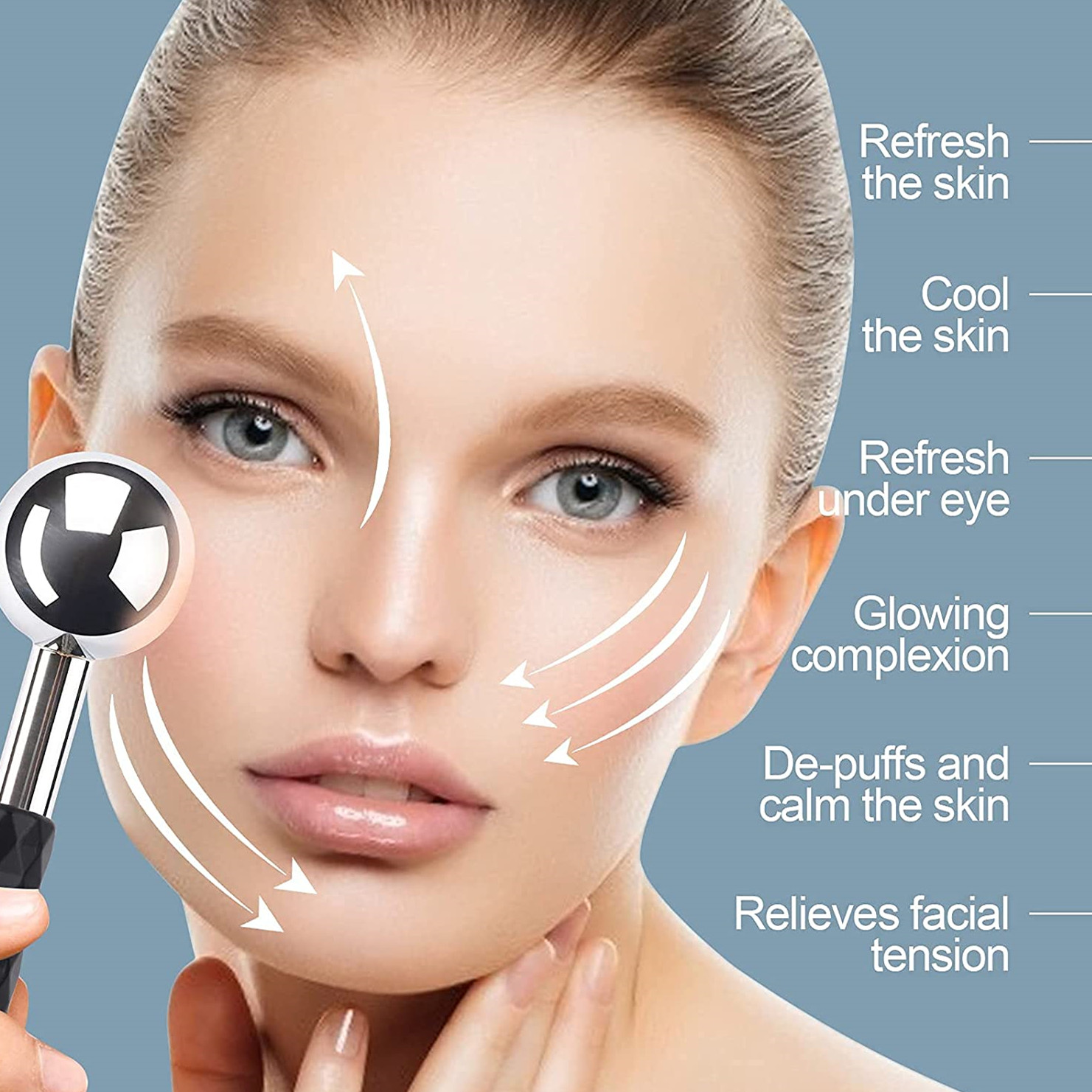 Globos de gelo para rosto e olhos, bastões criogênicos de aço inoxidável inquebráveis, globos de resfriamento de rolo frio