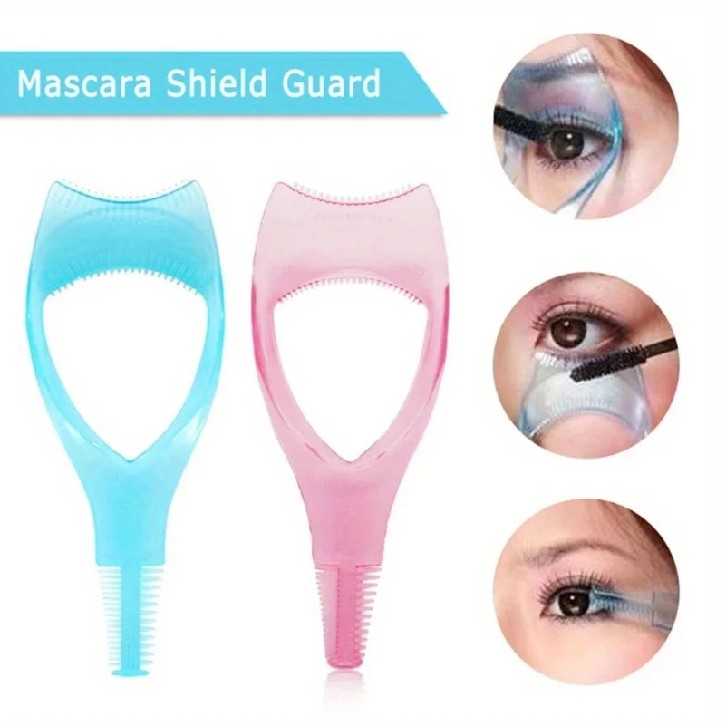 Modello applicatore mascara 3 in 1 con protezione e custodia per piegaciglia, supporto per eyeliner, aiuto per ciglia, trucco per strumenti per il disegno delle sopracciglia