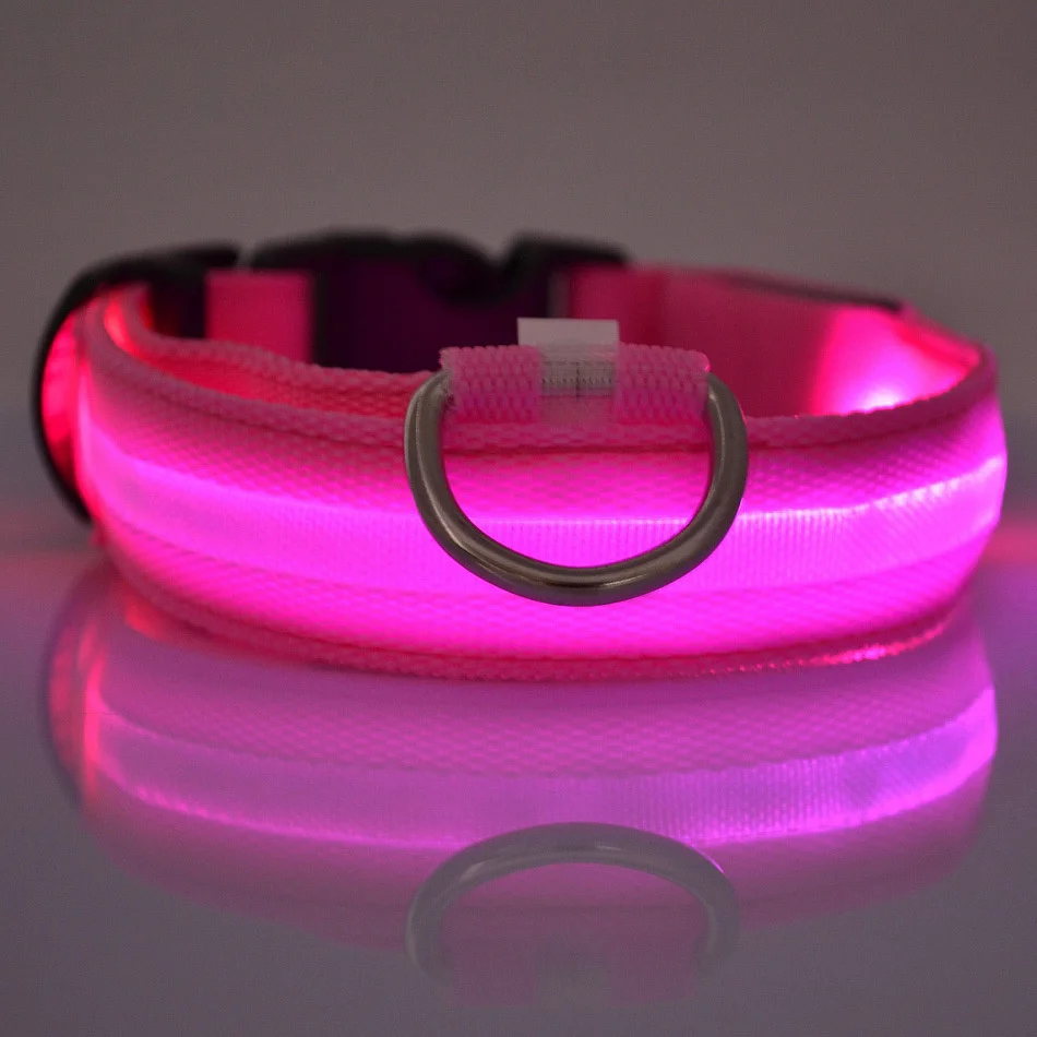 Guinzaglio per cani in nylon LED di sicurezza notturna lampeggiante che si illumina al buio Collare per cani da compagnia fluorescente luminoso