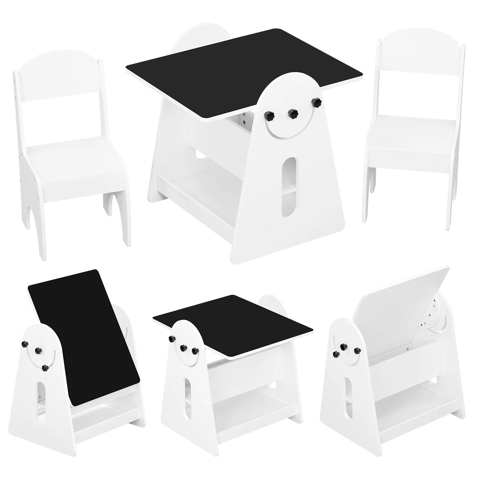 WOLTU Tavolo per bambini con 2 sedie Tavolo da pittura Set di sedie Set di posti a sedere per interni per bambini Spazio di archiviazione per tavolo da studio per bambini