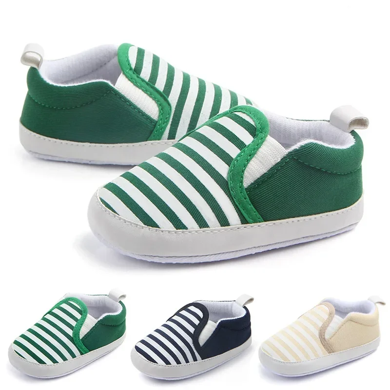 6 เดือน 1 ปี Little Boys รองเท้า Navy Stripe รองเท้าเด็กทารกแฟชั่นสาวน้อย First Walkers Soft Sole Pre Walker
