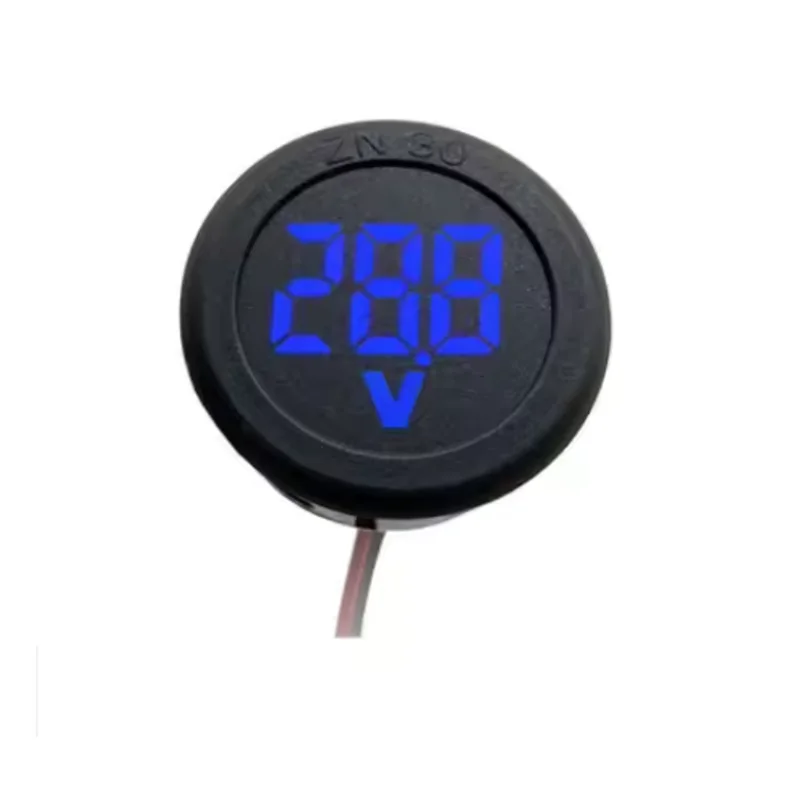Voltímetro automotriz Circular de dos cables con pantalla LED de DC4-100V, medidor Digital de corriente de voltaje para coche, Detector de voltios, Panel de Monitor