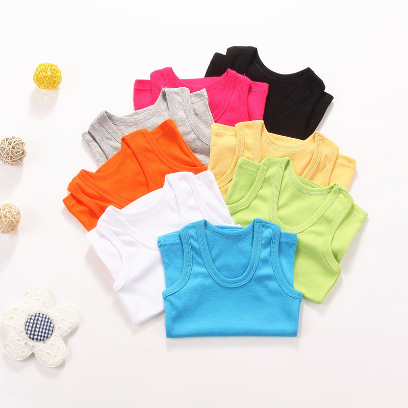 Crianças roupa interior meninos coletes crianças verão colete topos para meninas sólida regata menino roupas de algodão sem mangas 2 a 12y