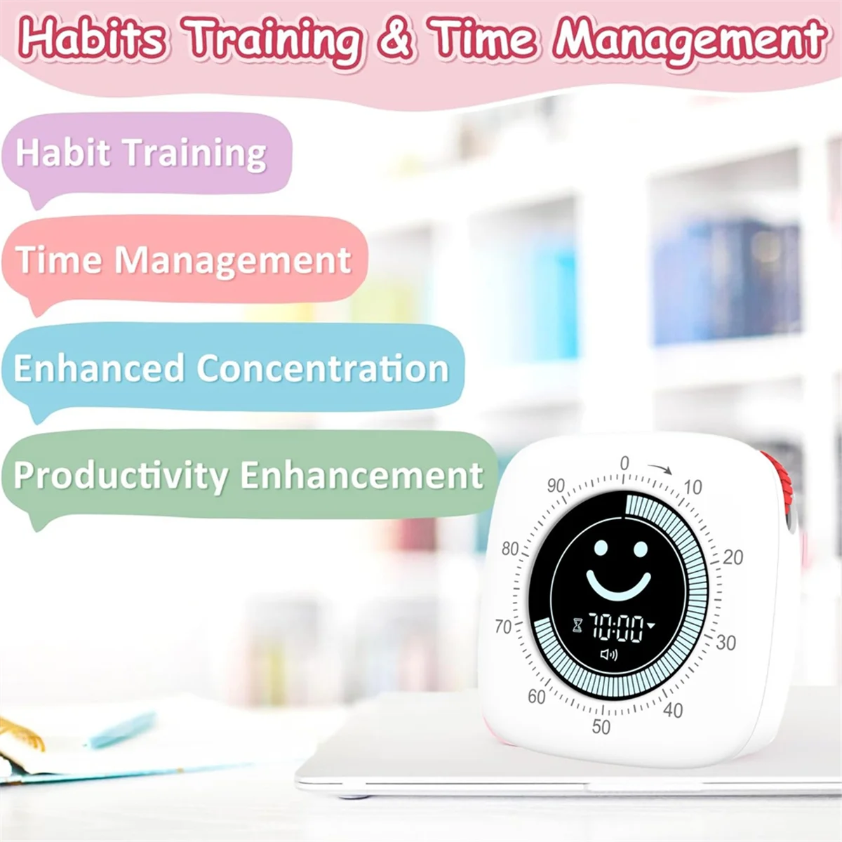 A72P Timer, Digital , Magnetic Kitchen Timer for Cooking, Pomodoro for Classroom,Visual Desk Timer