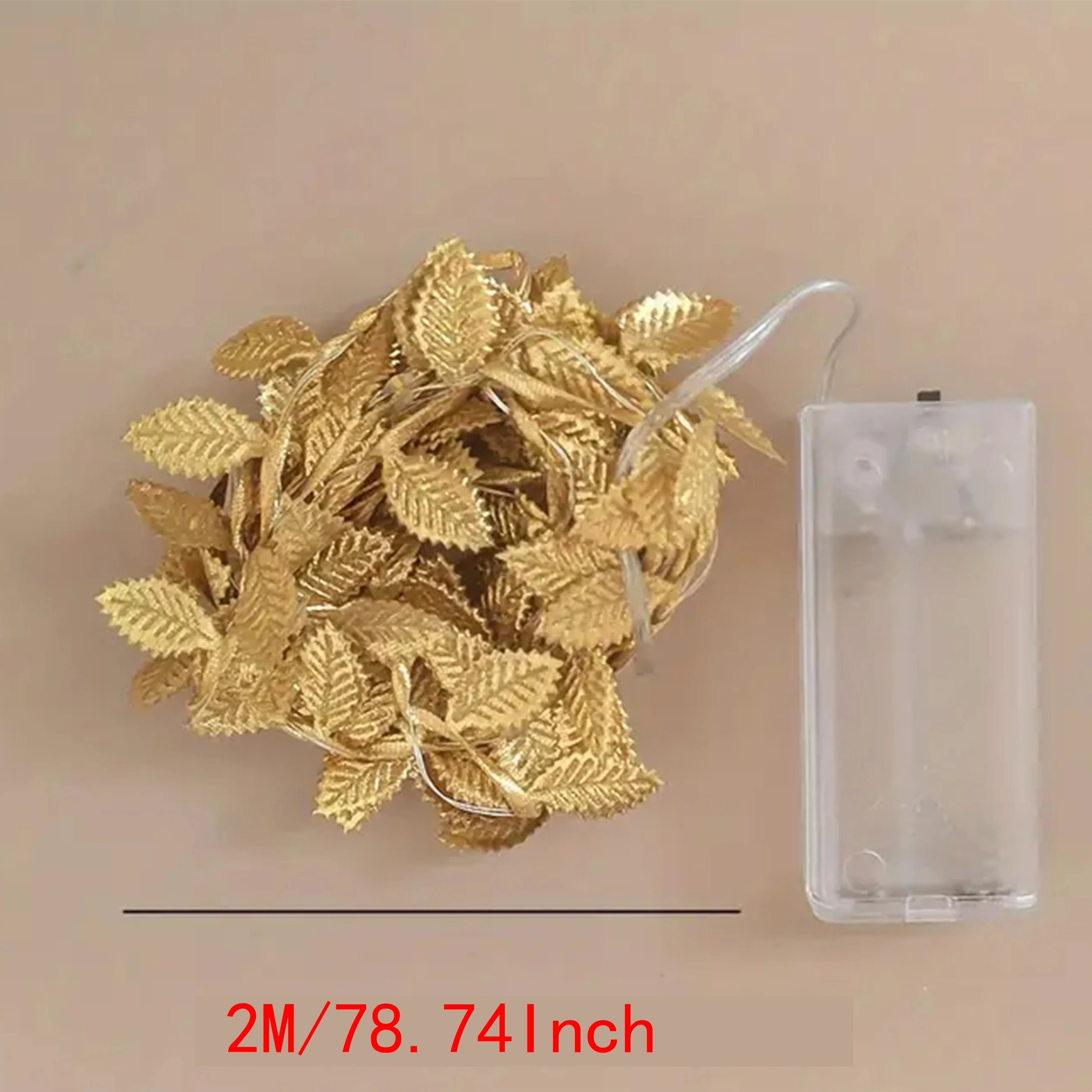 Clearance_1PC 2M 20LED hojas pequeñas doradas luz de hadas batería alimentada Led alambre de cobre luces de cadena para boda fiesta en casa DIY Xm