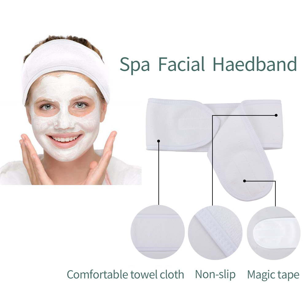 Extensión de pestañas, diadema facial de Spa, envoltura para la cabeza, diadema de tela de rizo, toalla elástica de maquillaje con cinta mágica, accesorios de maquillaje