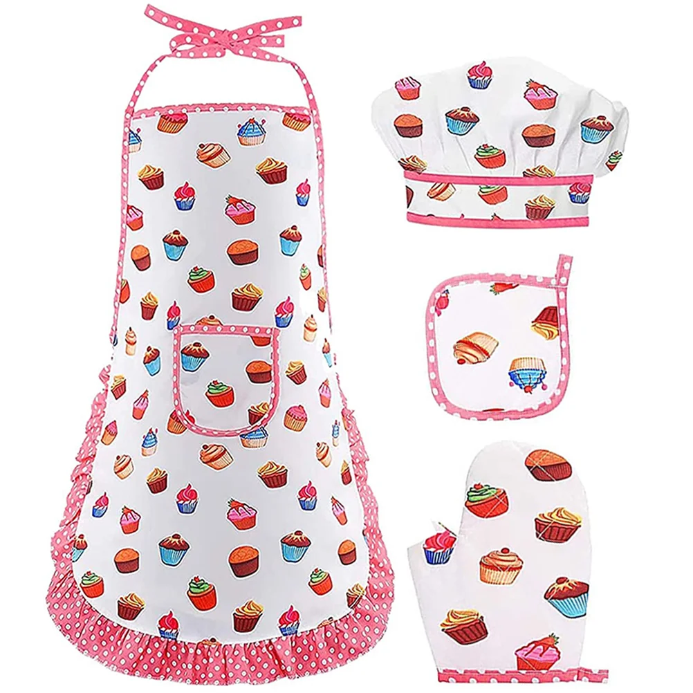 1 set Kinder kochen Kostüm Küchen schürze Handschuh Hut Rollenspiel Kochs chürze