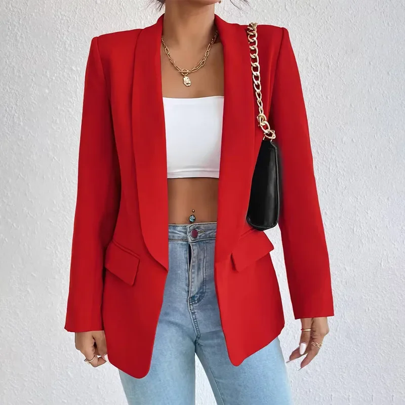 Frühling Frauen Jacke Solide Polyester Baumwolle Nicht Stretch Langarm Büro Dame Blazer Neue Mode In Outer Mäntel