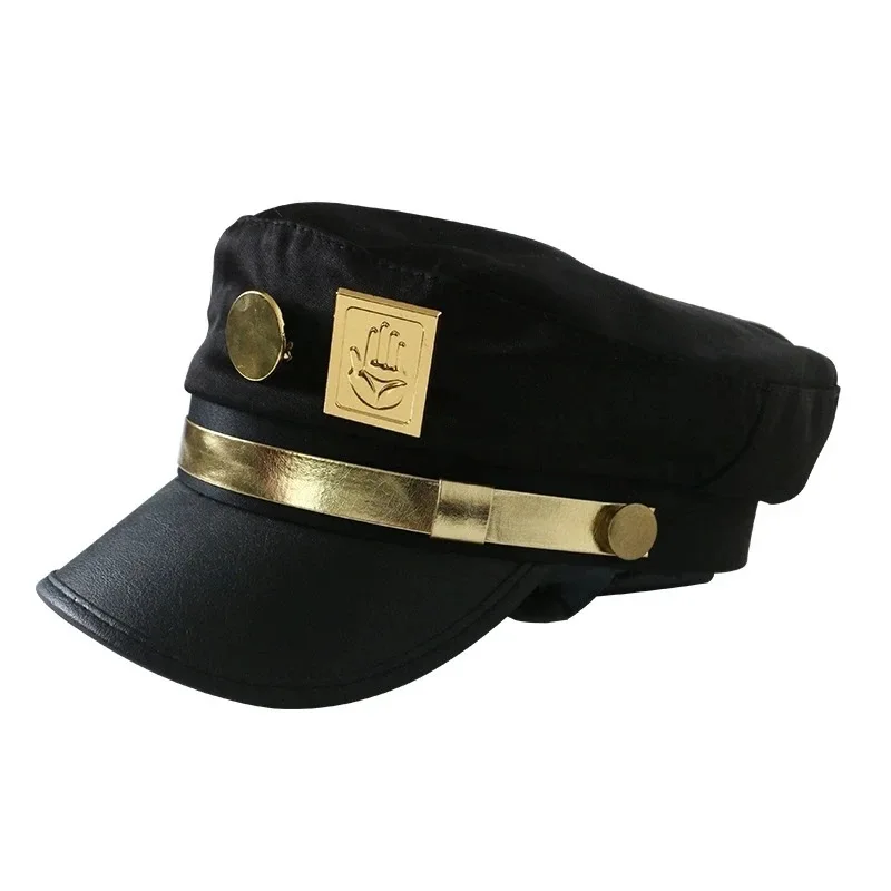 Anime JoJos Bizarre Kujo Jotaro Berretto Cosplay Cappello con distintivo in metallo per adulti unisex Prop