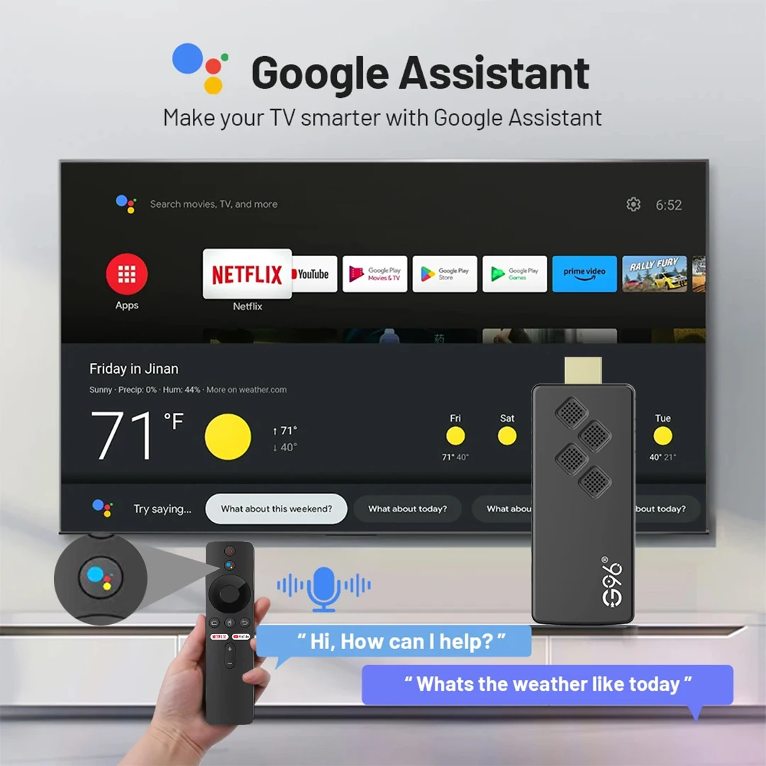 Q2 Allwinner H313 Quad-core Android TV Stick HDR10 4K BT5.0 2GB16G 2.4G/5G Dual WiFi Google  Assistant Streaming Media Player