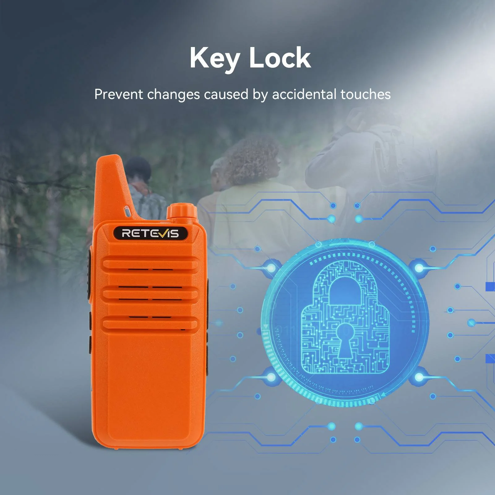 RETEVIS RT622/RT22 2 Stück Mini Orange tragbares Zwei-Wege-Radio PMR 446 Walkie-Talkie mit PTT für Jagdcafé