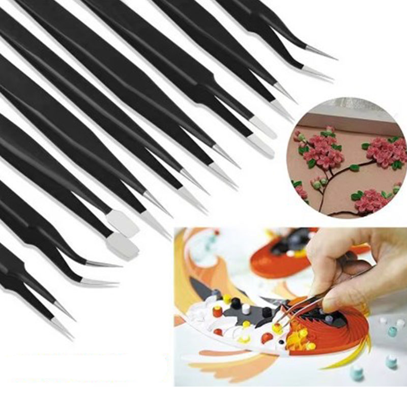 ステンレス鋼精密帯電防止静電ピンセットセットメンテナンスツールプロフェッショナル電子ピンセット 10 個