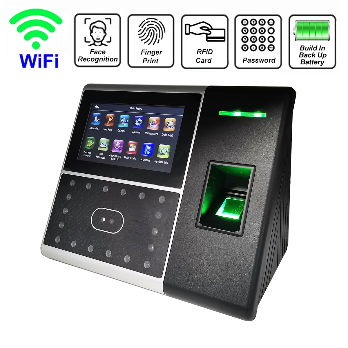 ZKTime 5.0 Батарея Wi-Fi Биометрическая система учета рабочего времени по лицу Отпечаток пальца Управление сотрудниками Электронное устройство для часов