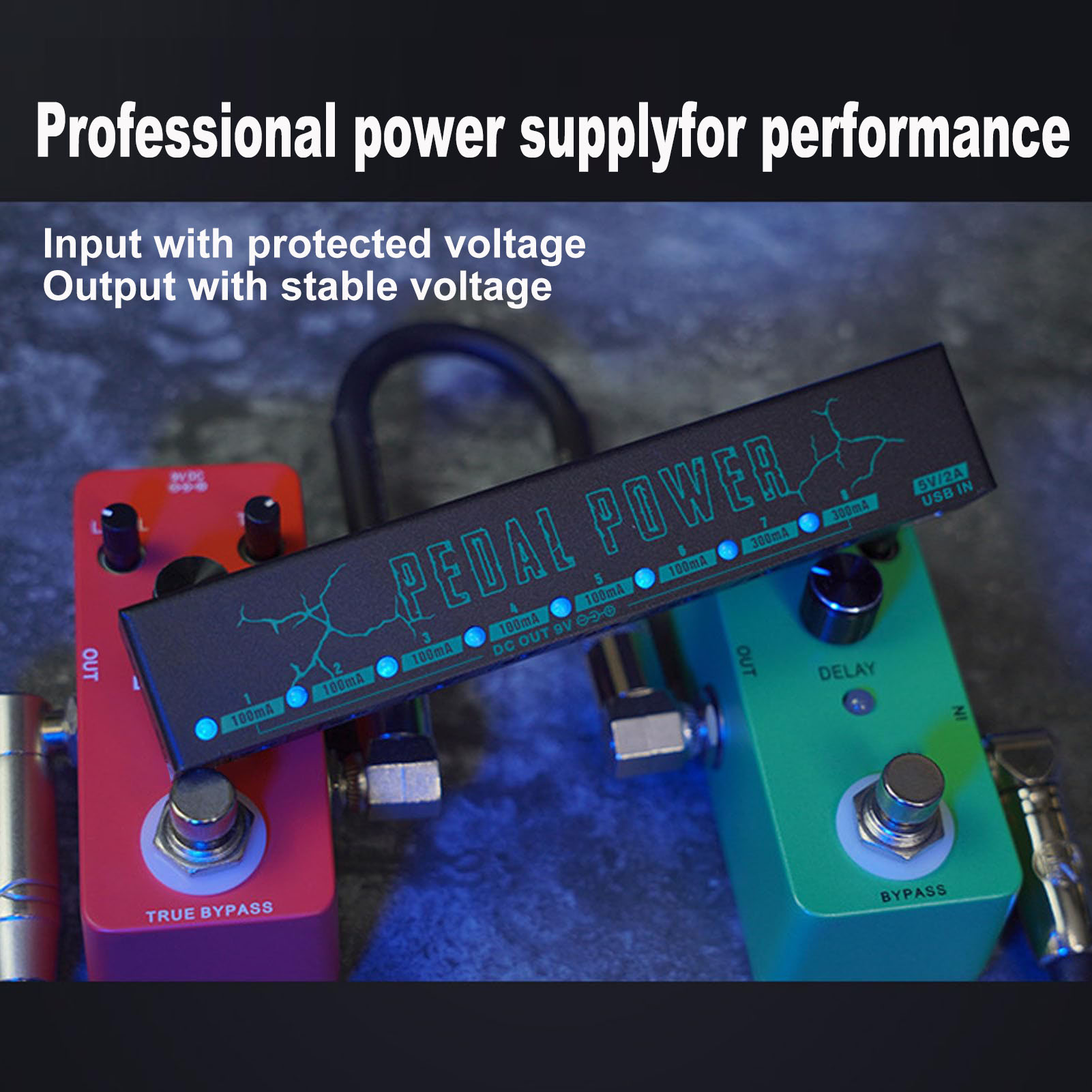 M-VAVE PEDAL POWER ギターペダル電源、8 絶縁ペダルボード電源アルミニウム合金 DC 出力 9V エフェクトペダル