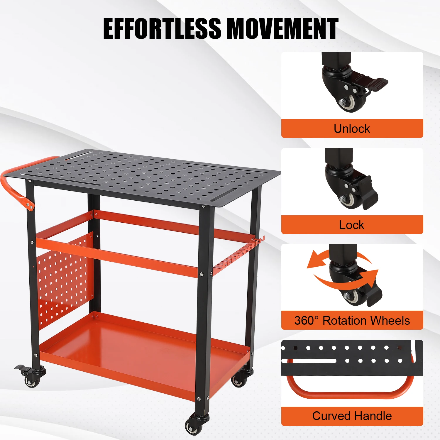 Portable Workbench, 36x24 Inch Welding Table Top, 600 Lbs Steel Welding Cart, Rolling Welder Table For Welding, Sawing