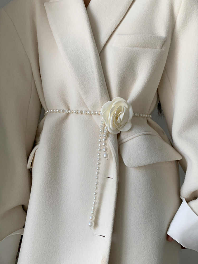 1 Uds. Cinturón de perlas para mujer, nuevo estilo Camelia, cinturón decorativo versátil, vestido a juego, abrigo, chaqueta, cinturón elegante de moda