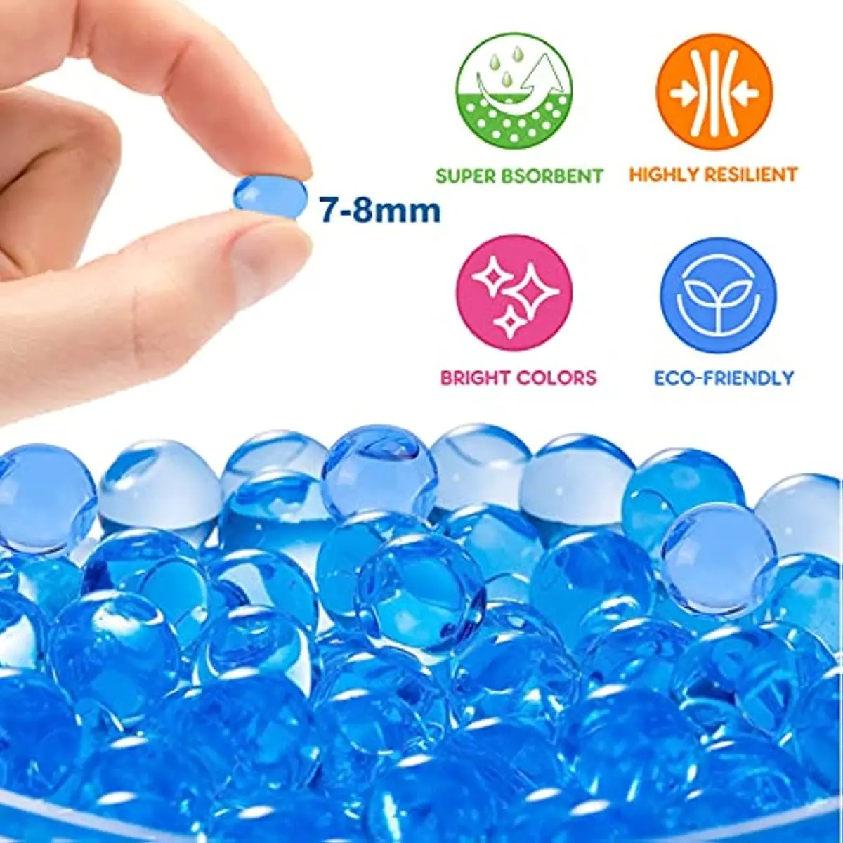 20.000 contas mágicas de água do solo de cristal para crianças, flores que crescem em bolas de hidrogel, lamas domésticas, orgiz, pérolas vermelhas e azuis, acessórios diy