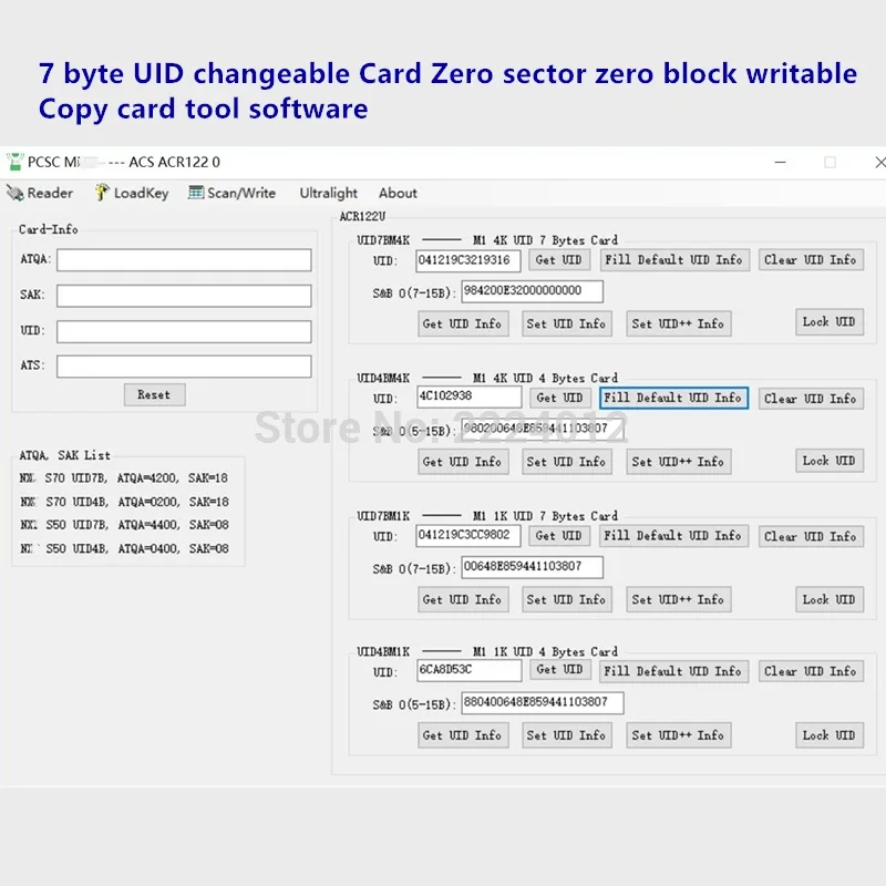 13.56Mhz MF4K S70 0 Khối Viết Được 7 Byte UID Có Thể Thay Đổi Rewritable Thẻ RFID Trung Quốc Bài Ma Thuật