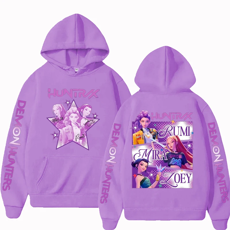 Kpop caçadores de demônios fanmerch mira rumi zoey huntrix moletom com capuz harajuku pulôver tops homem mulher moletom fãs presente