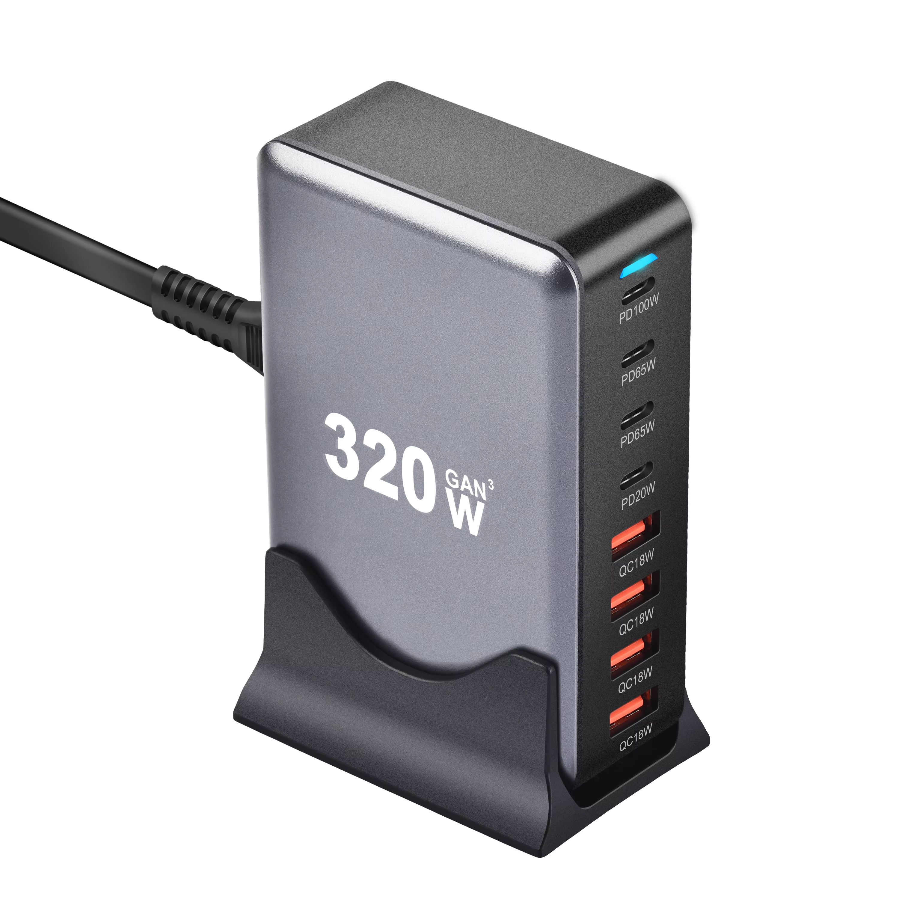 320W GaN 充電器 USB C 高速デスクトップ 8 ポート USB タイプ C PD 充電器高速充電 3.0 USB タイプ C 高速充電器 iPhone15 14 サムスン用