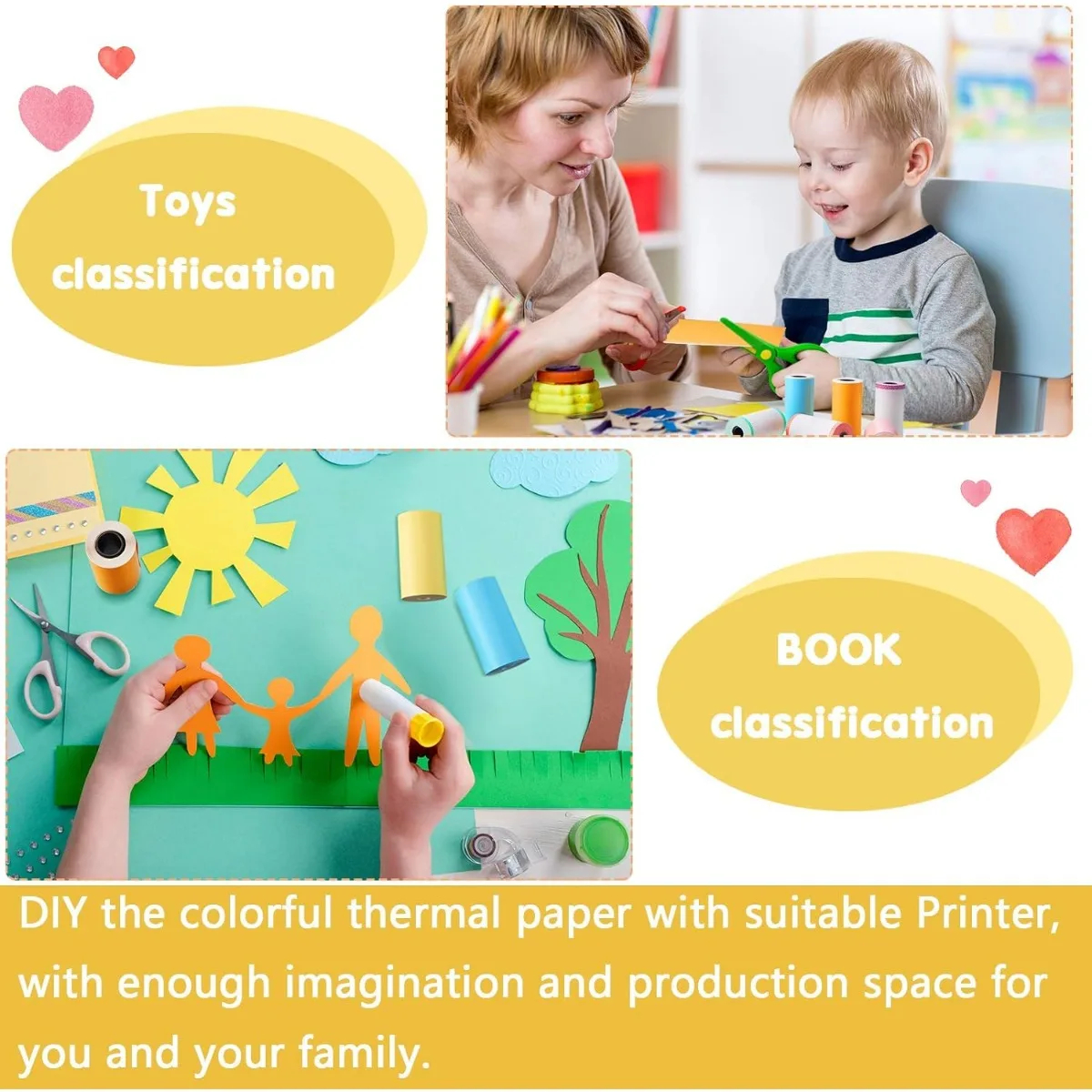 Mini rouleau de papier d'impression coloré pour imprimante thermique, autocollant imprimable auto-adhésif, portable, 57mm