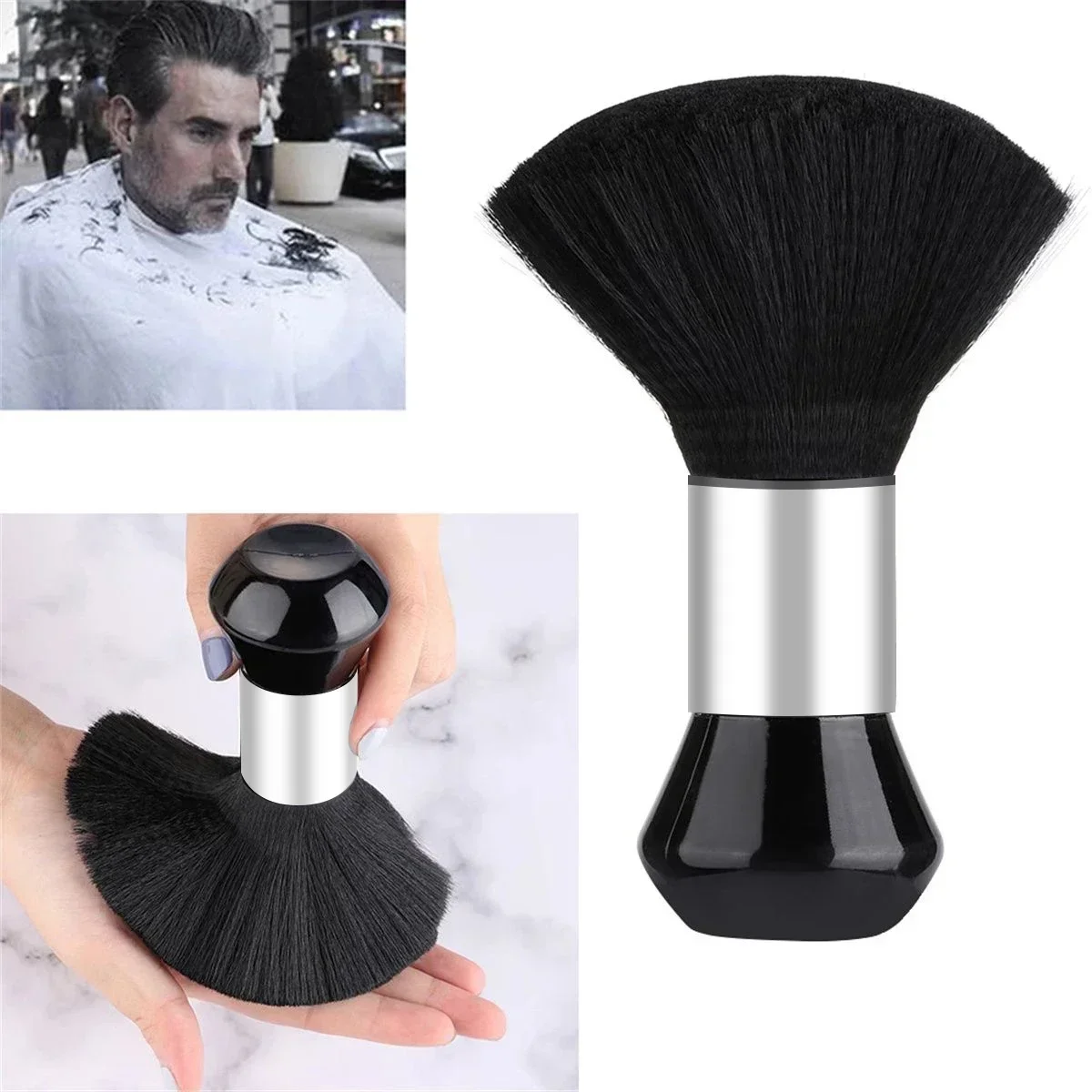 Brosse à cheveux noire pour salon de coiffure, plumeau de livres de balayage de cou, outils de coupe de cheveux, accessoires de barbier