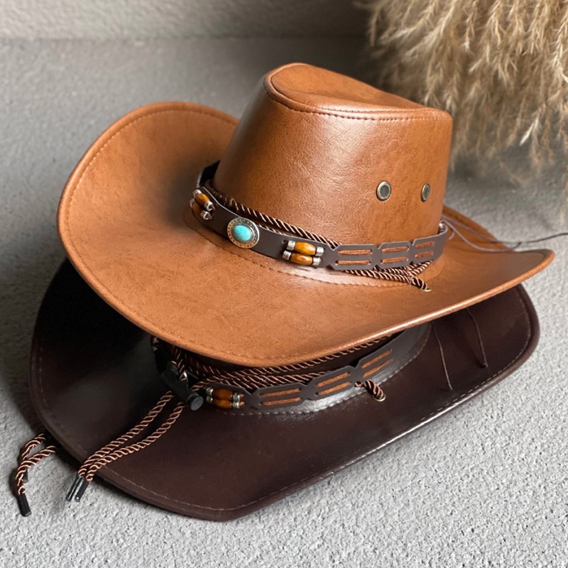 Western-Cowboy-Hüte aus Kunstleder für Damen und Herren, Vintage-Stil, Gentleman-Kleid, Hüte, Panama, Cowgirl, Jazz-Kappe, Sombrero Hombre