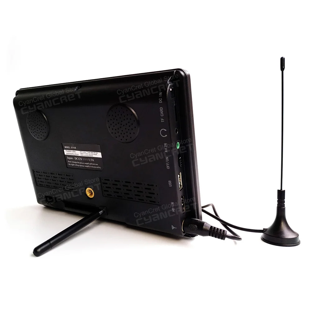 LEADSTAR D768 7 นิ้วทีวีแบบพกพา DVB-T2 tdt DTT Digital และ Analog mini รถขนาดเล็กทีวีโทรทัศน์สนับสนุน USB TF H.265 AC3