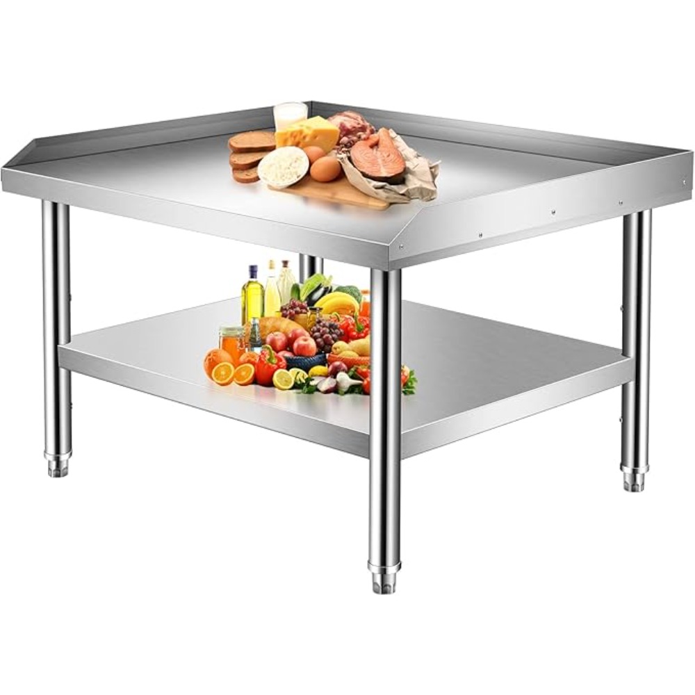 Stainless Steel Equipment Grill Stand with Undershelf, Heavy Duty Griddle Stand Table 24" x 28" for Kitchen, Bar, Restaurant