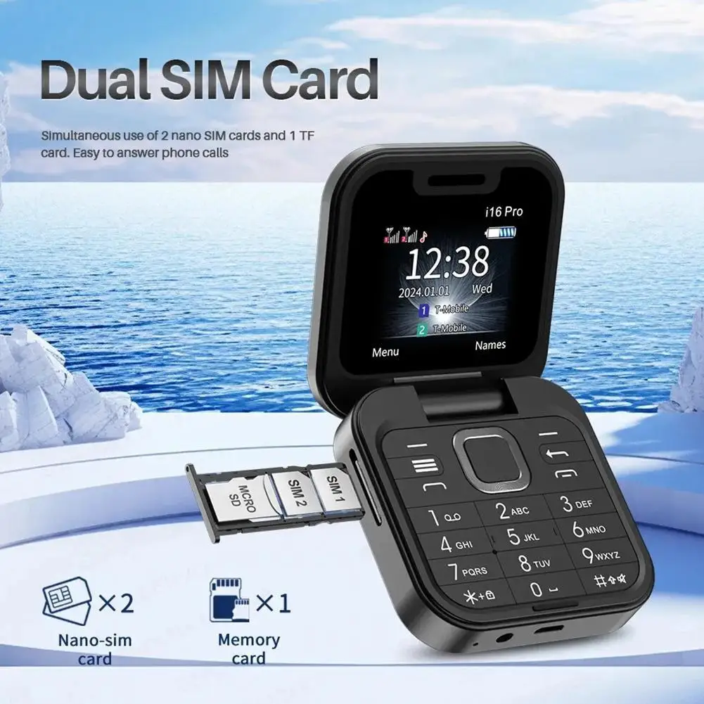 BUDI i17 Мини Двойная SIM-карта Складной мобильный телефон Видео FM Маленькая радиоприставка Мобильные телефоны Волшебный плеер Фонарик Голосовой флип L7H5