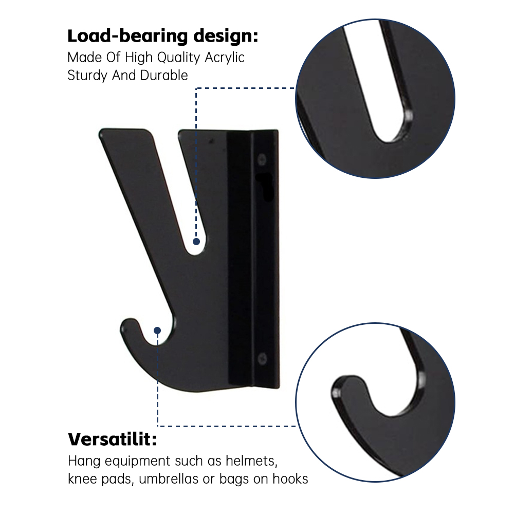 Horizontal Wall-montado Skate Hanger, armazenamento Rack, ganchos, Deck Display, 2pcs