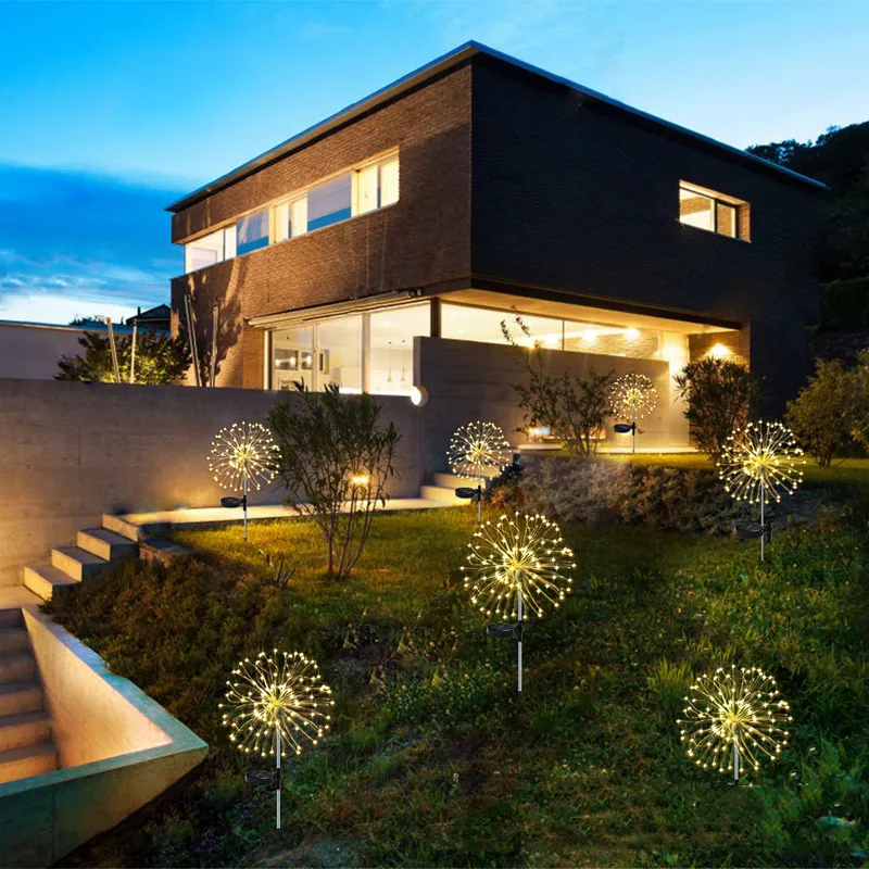 ソーラーパワーLEDガーデンライト,90 LED,防水,屋外照明,タンポポ,装飾ランプ,パティオ